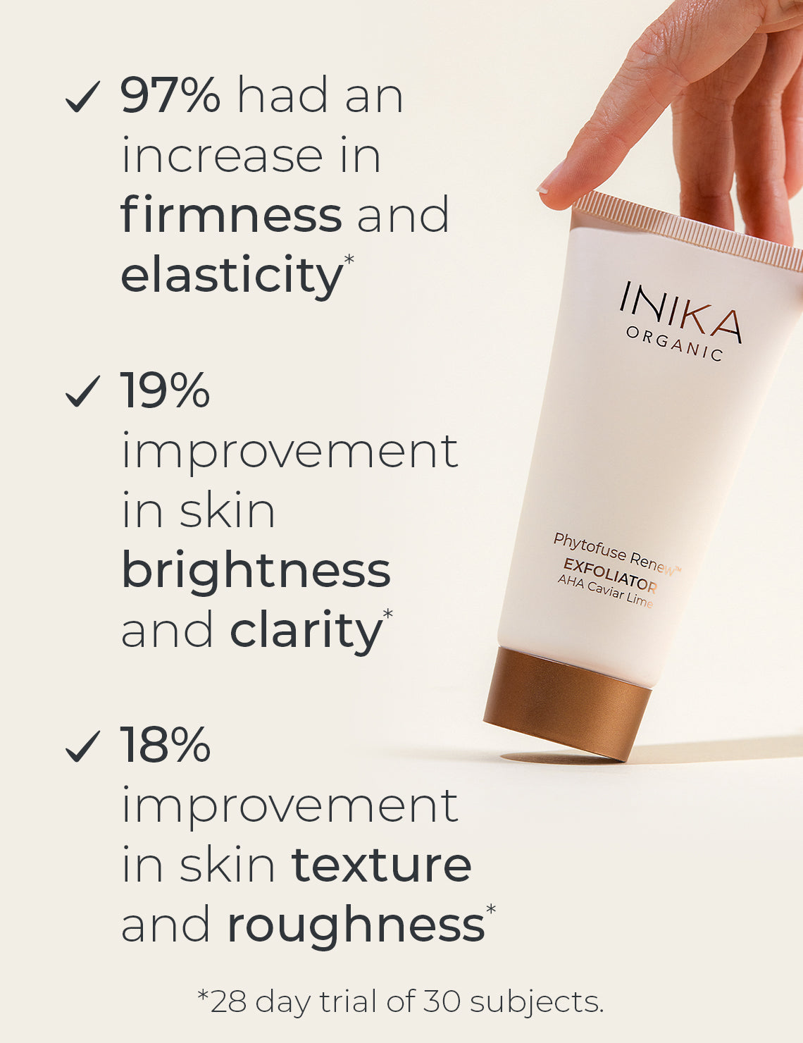 INIKA Organic Exfoliator Clinical Results infographic